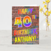 グラフィティインスパイアレインボールハッピー40歳の誕生日 カード (黄色い花)