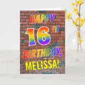 グラフィティインスパイアレインボールルハッピーエンド16th誕生日 カード (黄色い花)