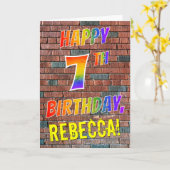 グラフィティインスパイアレインボールルハッピーセブン誕生日 カード (黄色い花)