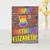 グラフィティインスパイアレインボールルハッピーファイブ誕生日 カード (黄色い花)