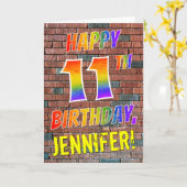 グラフィティインスパイアレインボールルハッピーファースト11誕生日 カード (黄色い花)