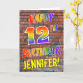 グラフィティインスパイアレインボールルハッピーフェイト12th誕生日 カード (黄色い花)