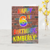 グラフィティインスパイアレインボールルハッピー第六誕生日 カード (黄色い花)