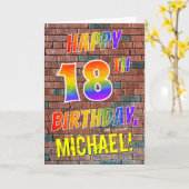 グラフィティインスパイアレインボールルハッピー18th誕生日 カード (黄色い花)