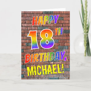 グラフィティインスパイアレインボールルハッピー18th誕生日 カード