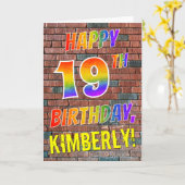 グラフィティインスパイアレインボールルハッピー19th誕生日 カード (黄色い花)