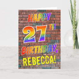 グラフィティインスパイアレインボールルハッピー27th誕生日 カード