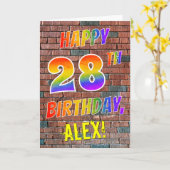 グラフィティインスパイアレインボールルハッピー28th誕生日 カード (黄色い花)