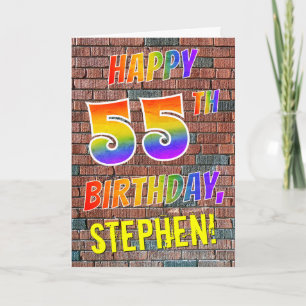 グラフィティインスパイアレインボールルハッピー55th誕生日 カード