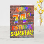 グラフィティインスパイアレインボールルハッピー74th誕生日 カード (黄色い花)