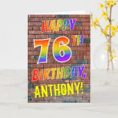 グラフィティインスパイアレインボールルハッピー76th誕生日 カード (黄色い花)