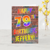 グラフィティインスパイアレインボールルハッピー79th誕生日 カード (黄色い花)