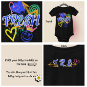 グラフィティインスパイア-ハート、クラウン、矢印 ベビーボディスーツ