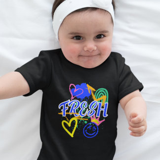 グラフィティインスパイア-ハート、クラウン、矢印 ベビーボディスーツ