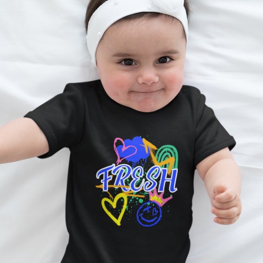 グラフィティインスパイア-ハート、クラウン、矢印 ベビーボディスーツ