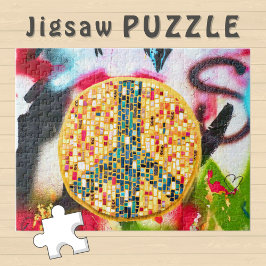 グラフィティウォールに黄色の平和モザイク – ジグソーパズル