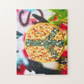 グラフィティウォールに黄色の平和モザイク –  ジグソーパズル (縦)