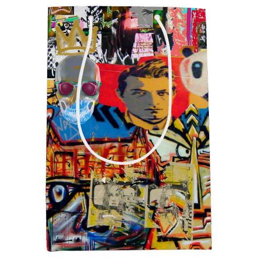 グラフィティウォールアートコラージュ ミディアムペーパーバッグ (正面)