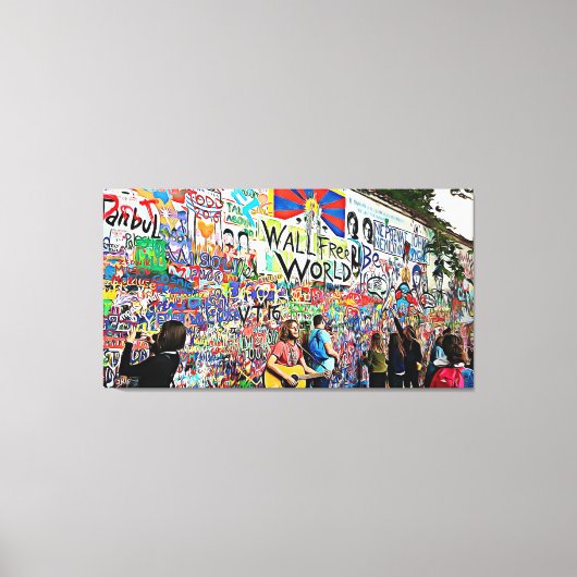 グラフィティウォールストリートミュージシャン&アーティストウォールアート キャンバスプリント (正面)