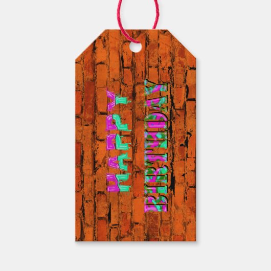 グラフィティウォールハッピーバースデー ギフトタグ (正面)