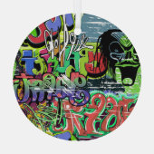 グラフィティウォール:アーバンヒップホップ ガラスオーナメント (裏面)