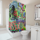 グラフィティウォール:アーバンヒップホップ シャワーカーテン (インサイチュ)