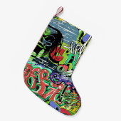グラフィティウォール：アーバンヒップホップ スモールクリスマスストッキング (正面 (吊り時))