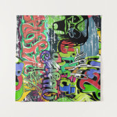 グラフィティウォール:アーバンヒップホップ タペストリー (正面(横))