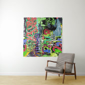 グラフィティウォール:アーバンヒップホップ タペストリー (インサイチュ(横))