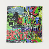 グラフィティウォール:アーバンヒップホップ タペストリー (正面)