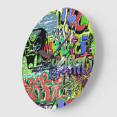 グラフィティウォール：アーバンヒップホップ ラージ壁時計 (傾斜)