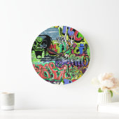 グラフィティウォール：アーバンヒップホップ ラージ壁時計 (ホーム)