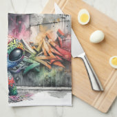 グラフィティエイリアンキッチンタオル キッチンタオル (四つ折り)