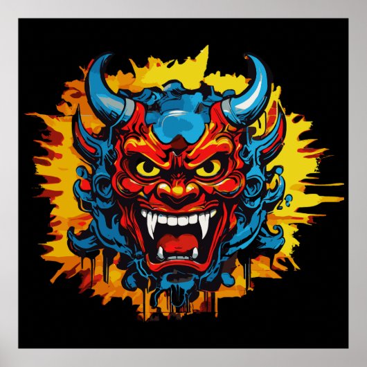 グラフィティオニマスクはっきりしたイラストレーションとアユニークート ポスター (正面)