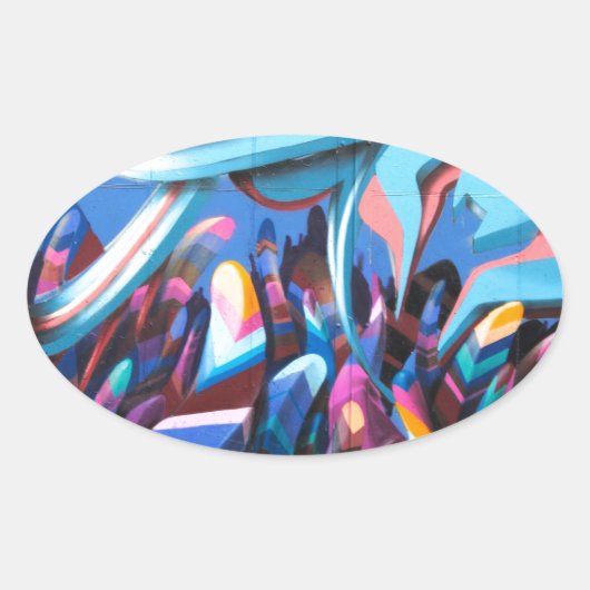 グラフィティカッコいいウォール 楕円形シール (正面)