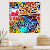 グラフィティカッコいいワードアートホームオフィスのデコポスター ポスター (キッチン)