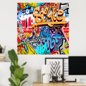 グラフィティカッコいいワードアートホームオフィスのデコポスター ポスター (ホームオフィス)