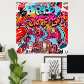 グラフィティカッコいいワードアートホームデコレーションポスター ポスター (ホームオフィス)