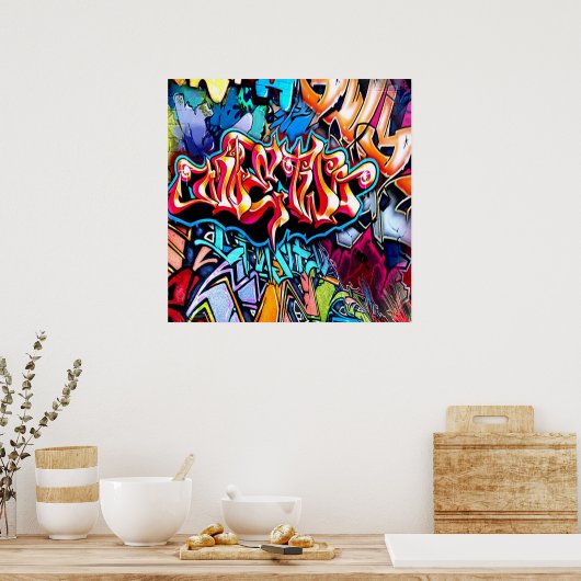 グラフィティカッコいいワードアートホームデコレーションポスター ポスター (キッチン)