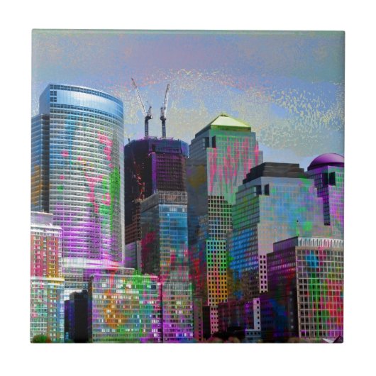 グラフィティカッコいい（ばちゃばちゃ）跳ねる水の色ニューヨーク市 タイル (正面)