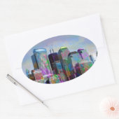 グラフィティカッコいい(ばちゃばちゃ)跳ねる水の色ニューヨーク市 楕円形シール (封筒)