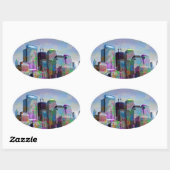 グラフィティカッコいい(ばちゃばちゃ)跳ねる水の色ニューヨーク市 楕円形シール (シート)