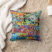 グラフィティカラフルアート クッション (ブランケット)