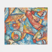 グラフィティカラフルアート フリースブランケット (正面(横))