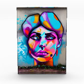 グラフィティカラフルアート |美しい女性 フォトブロック (正面)