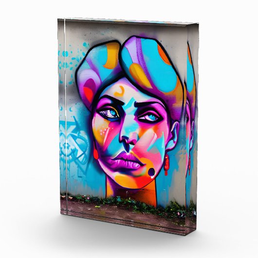 グラフィティカラフルアート |美しい女性 フォトブロック (右)