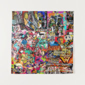 グラフィティカラフルウォールコラージュ タペストリー (正面(横))