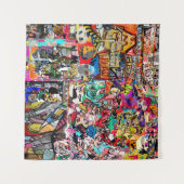 グラフィティカラフルウォールコラージュ タペストリー (正面)