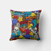 グラフィティカラフルキャラクターパターン クッション (裏面)