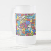 グラフィティカラフルキャラクターパターン フロストグラスビールジョッキ (正面左)